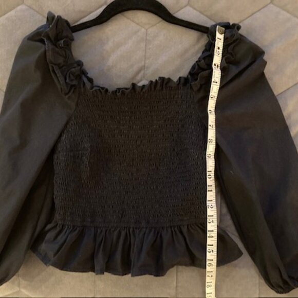 The Drop Black Ruffle Smocked Top Size XS - Picture 6 of 8
